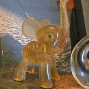 Lucite Elephant Figurine - Amber and Clear